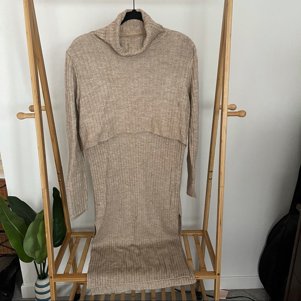 Tan ASOS sweater nursing dress